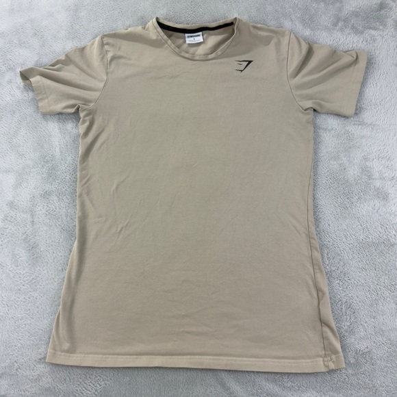 Gym Shark Cotton Tan Shirt Men’s Size Small - Picture 1 of 9